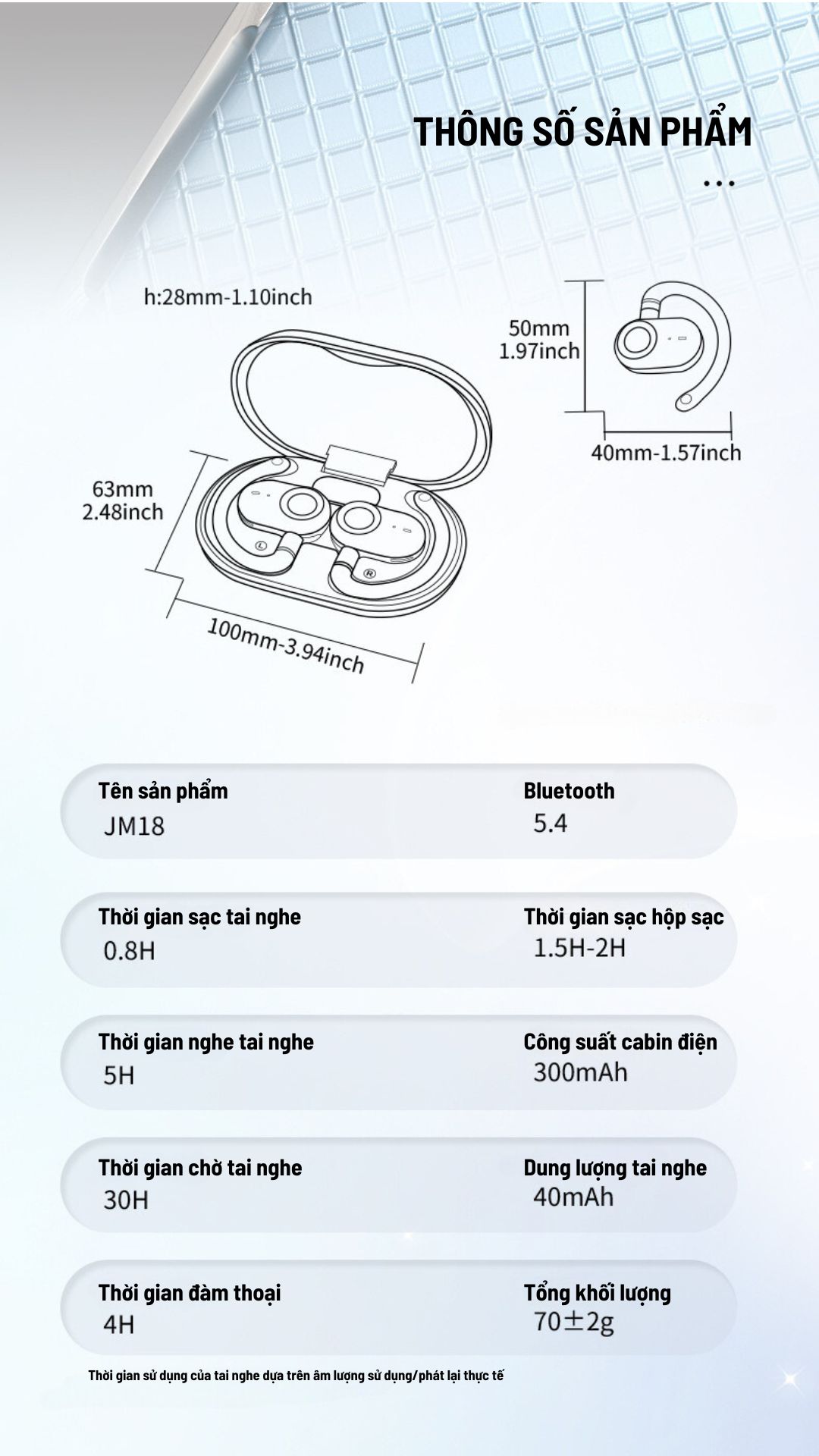 Tai nghe Bluetooth Thể Thao JM18